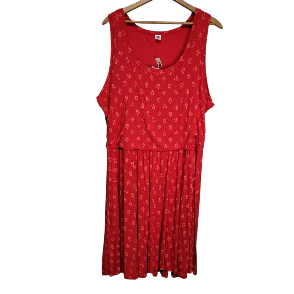 Old Navy Red Floral Sleeveless Dress Size XXL NWT Feminine Cottagecore Boho